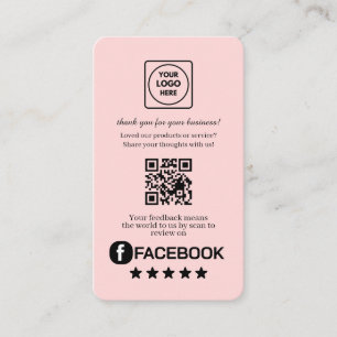 Cartão De Visita QR Rosa   Link de Feedback Personalizado de Avalia