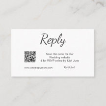 QR RSVP site de casamento simples preto RSVP
