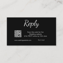 QR RSVP site de casamento simples preto RSVP