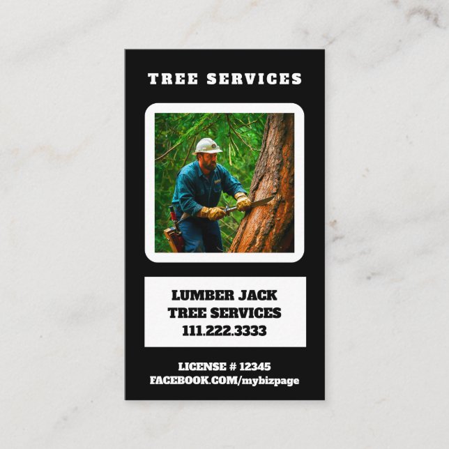 Cartão De Visita *~* QR Tree Services Lumber Jack Trunk (Frente)