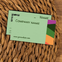 Cartão de visita QR verde cor-de-rosa abstrato cor