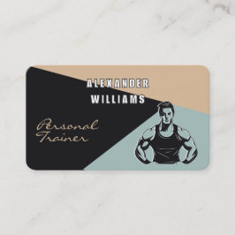 Cartão De Visita QRcode Charcoal Areia Teal Personalizado Treinador