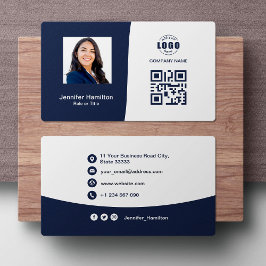 Cartão De Visita QRCode personalizado profissional - Azul escuro