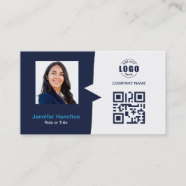 Cartão De Visita QRCode personalizado profissional Foto Dark Blue B
