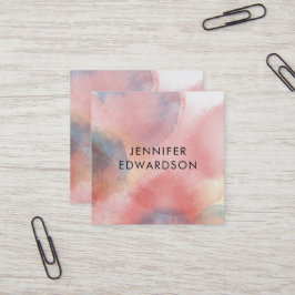 Cartão de visita quadrada cor-de-água azul-rosa