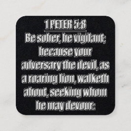 Cartão De Visita Quadrado 1 Peter 5:8 KJV Bíblia Verso