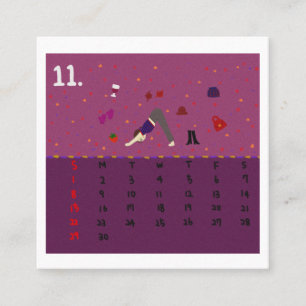 Cartão De Visita Quadrado 2026 Calendário de Poses de Ioga de Desenho Animad