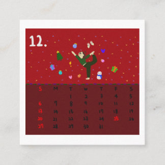 Cartão De Visita Quadrado 2026 Cute Cartoon Yoga Poses Calendar, Health 