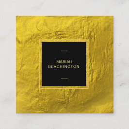 Cartão De Visita Quadrado ~ 24k Moldura Preta Glitter Dourado de Folha Ouro