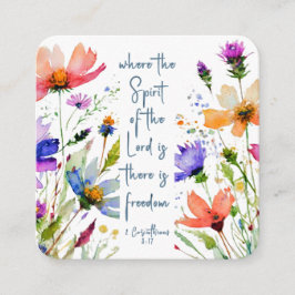 Cartão De Visita Quadrado 2 Corintianos 3:17 Bíblia da liberdade Versa