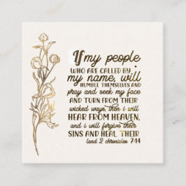 Cartão De Visita Quadrado 2 Crônicas 7:14 Se Minha Pessoas Rezar