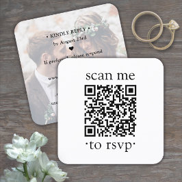 Cartão De Visita Quadrado 50 Pacotes de Resposta QR RSVP Casamento Simples E