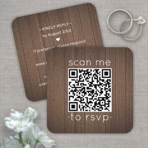 Cartão De Visita Quadrado 50 Unidades de Encartes de Casamento em "Faux Wood