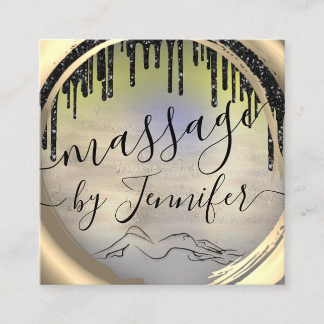 Cartão De Visita Quadrado 6 Punches Massage Spa Wellness Studio Único (Frente)