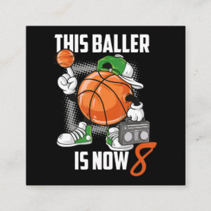 Cartão De Visita Quadrado 8º Aniversário do Jogador de Basquete Engraçado