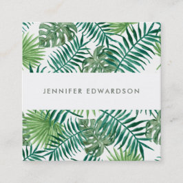 Cartão De Visita Quadrado A aguarela tropical moderna sae do profissional