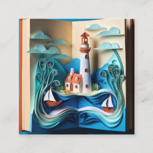 Cartão De Visita Quadrado A colagem de papel de livro 3D é incrível e comple