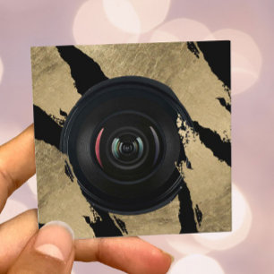 Cartão De Visita Quadrado A escova Dourado moderna do fotógrafo afaga a