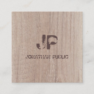 Cartão De Visita Quadrado A Madeira Monogramada Parece Um Texto Elegante Em