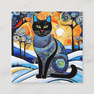 Cartão De Visita Quadrado A pintura de "Cat" é um wintin frio e elegante