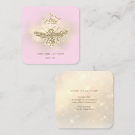 Cartão De Visita Quadrado abelha rainha falsa e reluzente a rosa