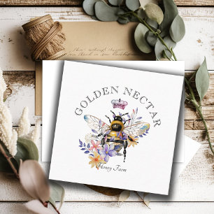 Cartão De Visita Quadrado Abelhas de abelhas Douradas Vintage