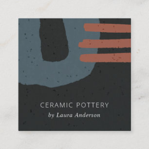 CARTÃO DE VISITA QUADRADO ABSTRACT CERAMIC TEXTURE GREY BLACK RUST SPECKLED