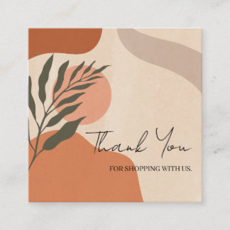 Cartão De Visita Quadrado Abstract Terracotta Kraft Scandi Thank You Square 
