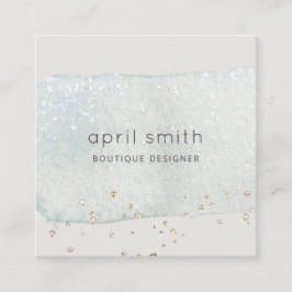 Cartão De Visita Quadrado Abstrato Aqua Azul Pincel Azul Escória Lítida
