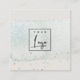 Cartão De Visita Quadrado Abstrato Aqua Azul Pincel Azul Rolha Aquarela Logo