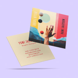 Cartão De Visita Quadrado Abstrato artística Colorida de Tendência Única