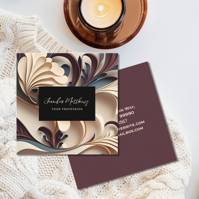 Cartão De Visita Quadrado Abstrato artístico moderno (Criador carregado)