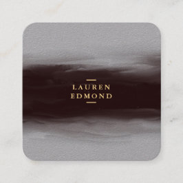 Cartão De Visita Quadrado Abstrato Black Ink Brushbrak Cinza Premium