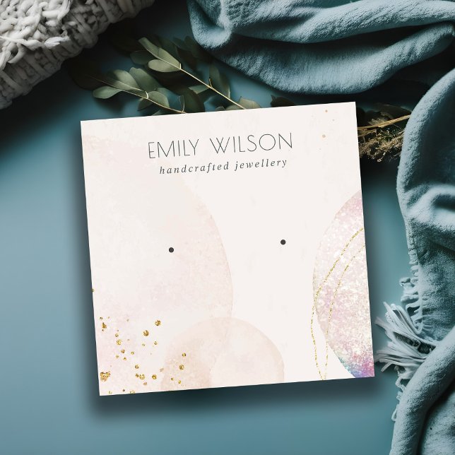 Cartão De Visita Quadrado Abstrato Blush Dourado Aquarela Squ Tela (Criador carregado)