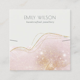 Cartão De Visita Quadrado Abstrato Blush Dourado Brilhante Brilhante Tela Br