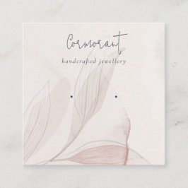 Cartão De Visita Quadrado Abstrato Blush Watercolor Foliage Holder