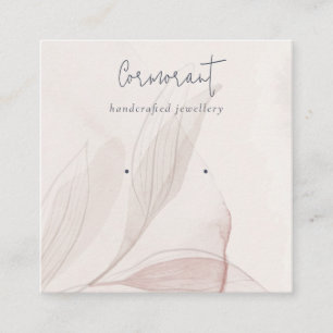 Cartão De Visita Quadrado Abstrato Blush Watercolor Foliage Holder
