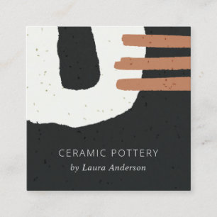 CARTÃO DE VISITA QUADRADO ABSTRATO CERAMIC TEXTURA BRANCA PRETA ESPALHADA