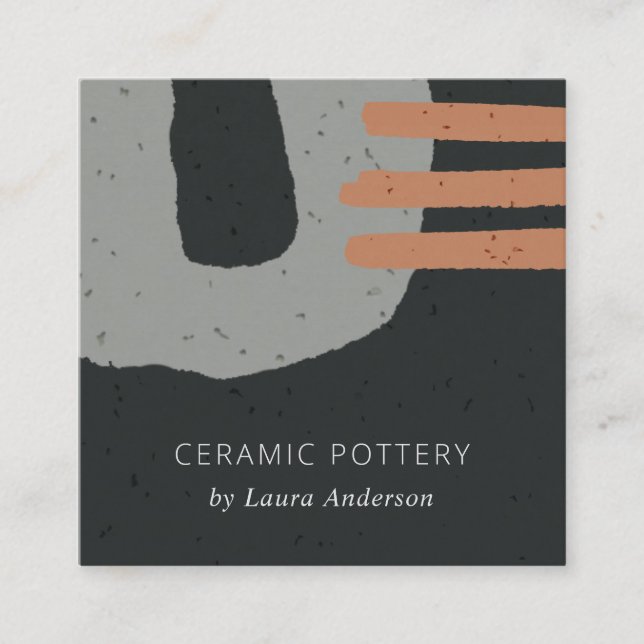 CARTÃO DE VISITA QUADRADO ABSTRATO CERAMIC TEXTURA CINZAS PRETAS ESPALHADAS (Frente)