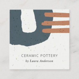 CARTÃO DE VISITA QUADRADO ABSTRATO CERAMIC TEXTURE BLUE BLACK RUST ESPECKED