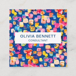Cartão De Visita Quadrado Abstrato Colorida Brilhante