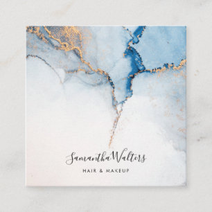 Cartão De Visita Quadrado Abstrato Contemporâneo de Agato Azul Elegante