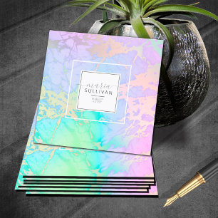 Cartão De Visita Quadrado Abstrato das Ilhas Pastel Rainbow ID798