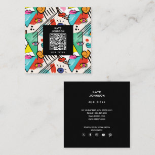 Cartão De Visita Quadrado Abstrato de Cubismo Moderno Artsy Enfrenta Arte