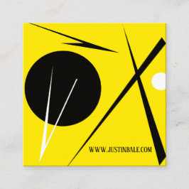 Cartão De Visita Quadrado Abstrato de minimalismo moderno amarelo preto bran