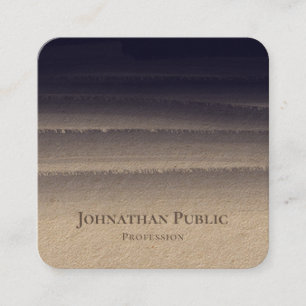 Cartão De Visita Quadrado Abstrato de Pincel Negro Profissional Rustic Kraft