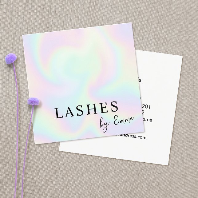 Cartão De Visita Quadrado Abstrato do Arco-Íris Holográfico e Iridescente Pa (Criador carregado)