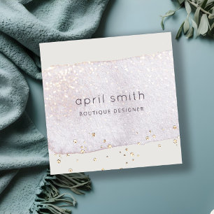 Cartão De Visita Quadrado Abstrato Dourada Lilac Brush Stoke Watercolor Glit