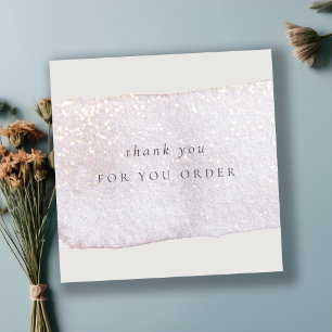 Cartão De Visita Quadrado Abstrato Dourado Lilac Brush Stoke Obrigado Encome