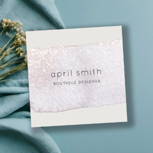 Cartão De Visita Quadrado Abstrato Dourado Lilac Brush Stoke Watercolor Bril